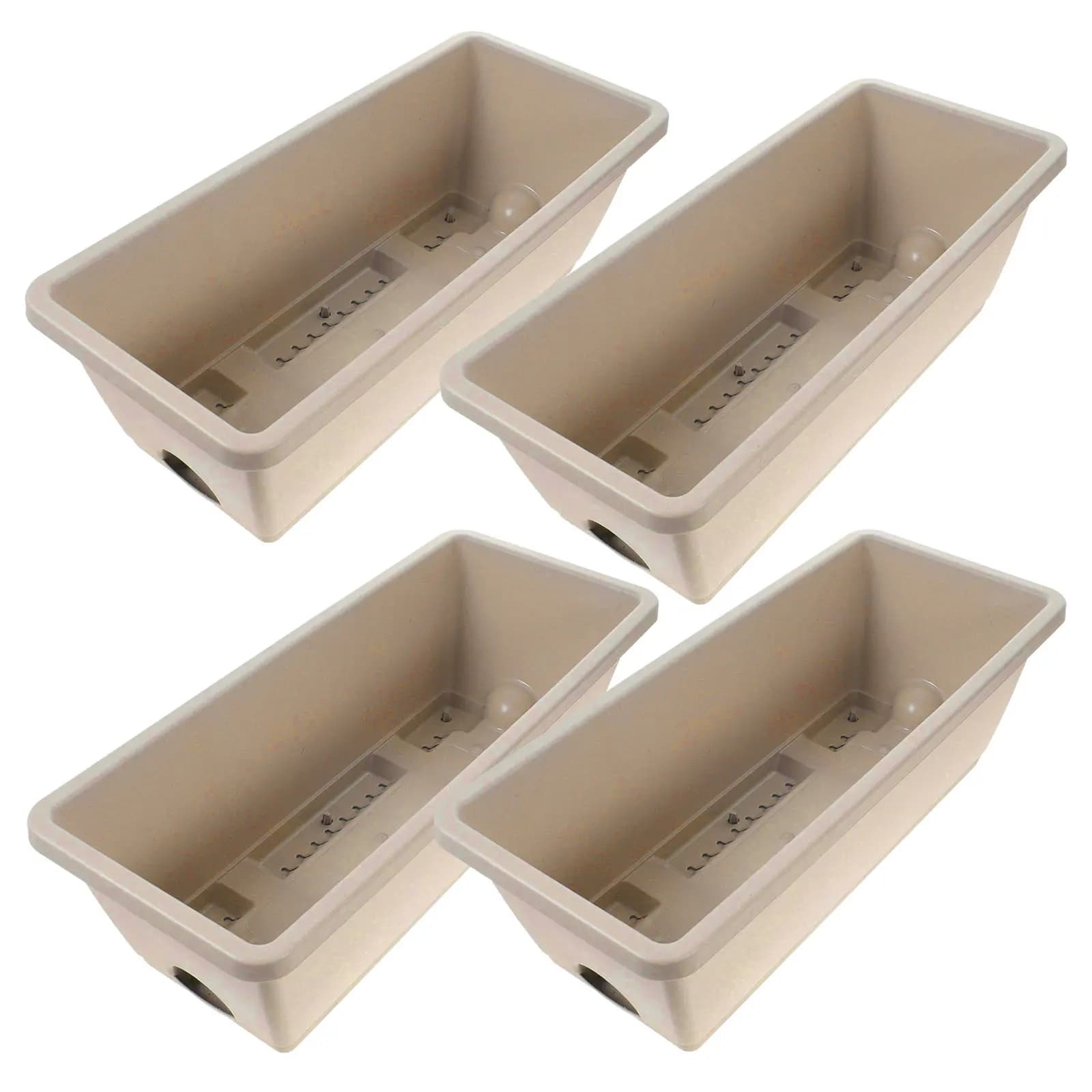4Sets Premium Quality Vegetable Planting Pot with Tray Space Saving Portable Rectangular Planter Box for Windowsill Balcony