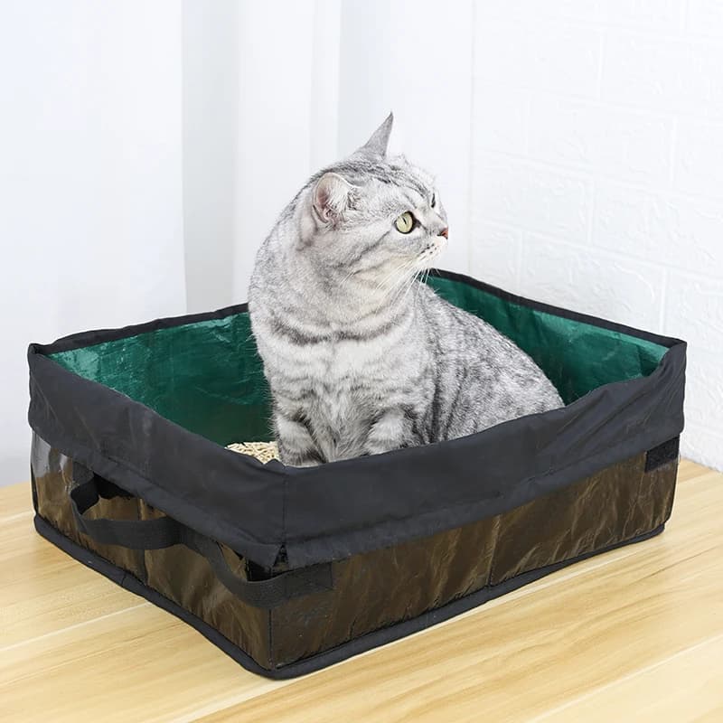 Lettiera Portatile Impermeabile per Gatti, Vassoio Toilette per Cani, Contenitore Riutilizzabile da Viaggio in Oxford per Esterni, Accessori per Gatti