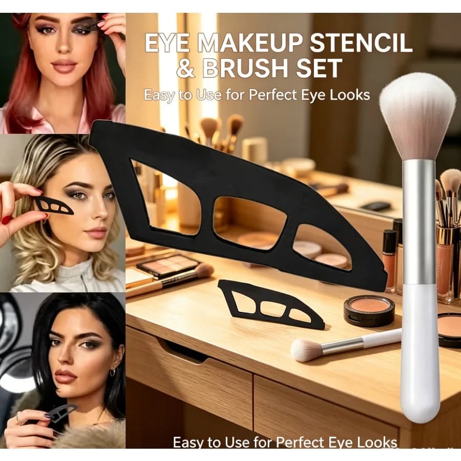 2-piece Set Female Eye Shadow Tool-Eyeshadow Brushes & Molds Multi-function Quick Eye Makeup Template Suitable for Beginners