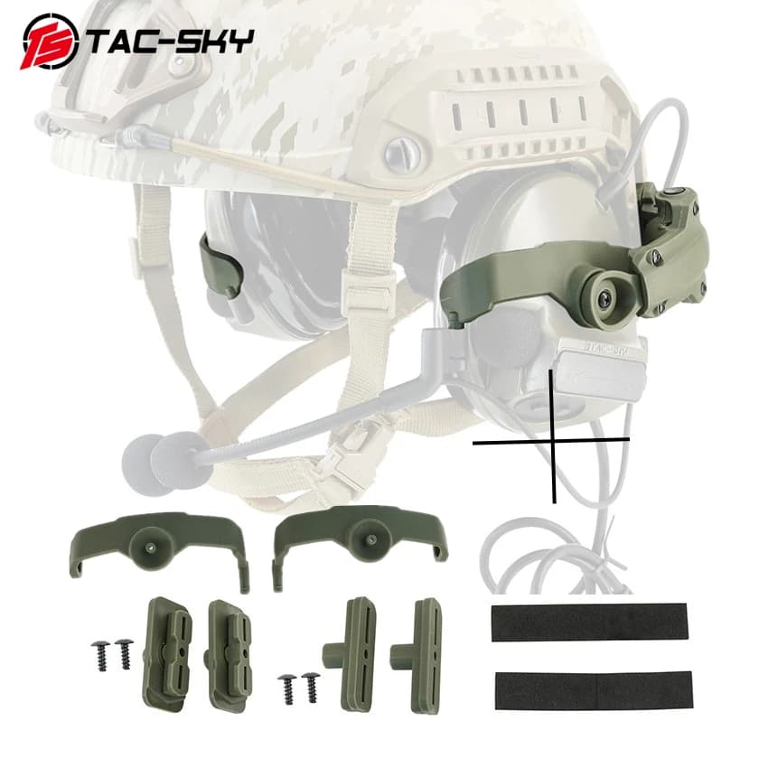 TS TAC-SKY Adattatore per binario ARC con supporto per cuffie tattico 2.0 aggiornato con set di guide Wendy/MLOK per cuffie COMTAC III II