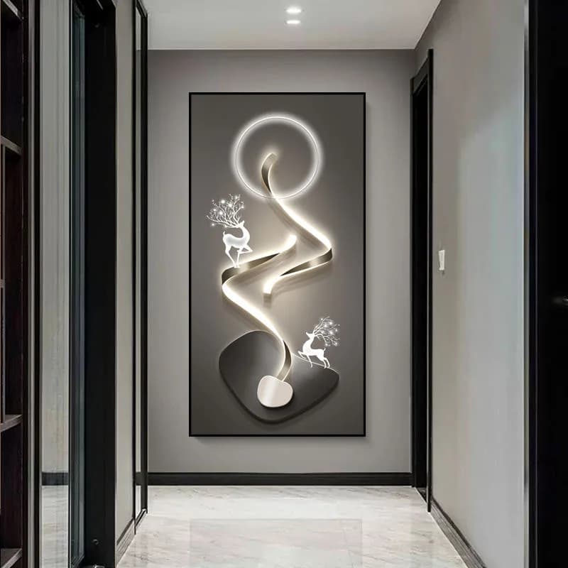 Orologio da parete dal design moderno Soggiorno Ingresso Corridoio Decorazione da parete Orologio digitale muto Orologio da parete con pittura sospesa astratta di grandi dimensioni