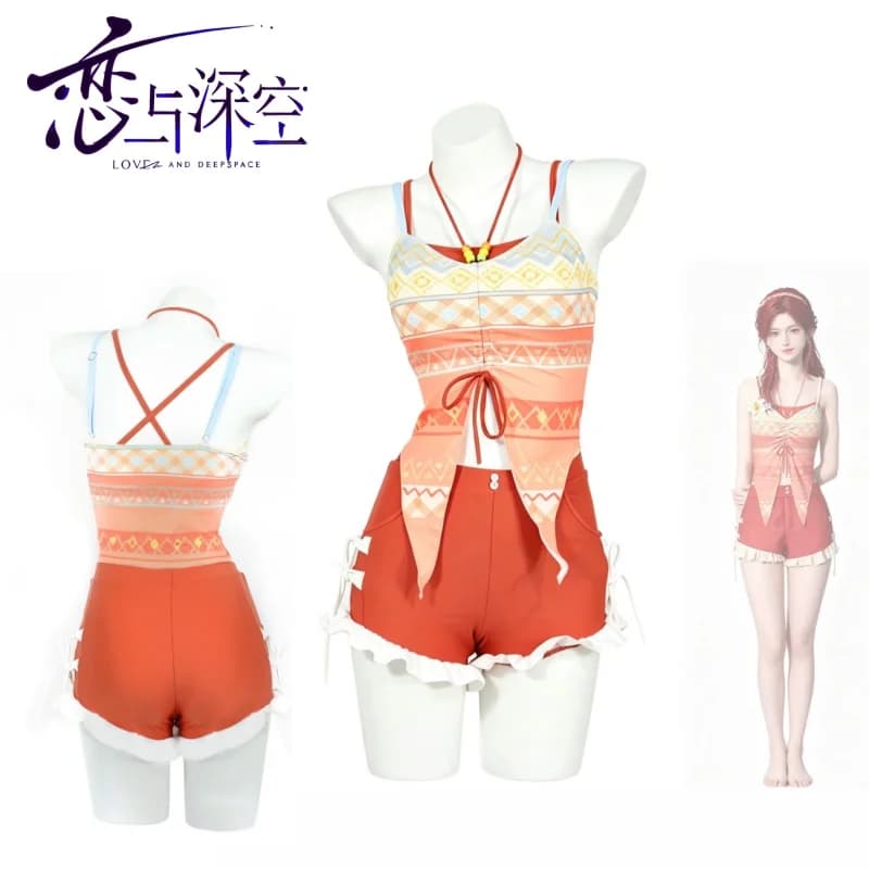 Love and Deepspace Swimsuit Cosplay Costume Midsummer Dream Swimwear Miss Hunter for Summer Beach Party Holiday Suit