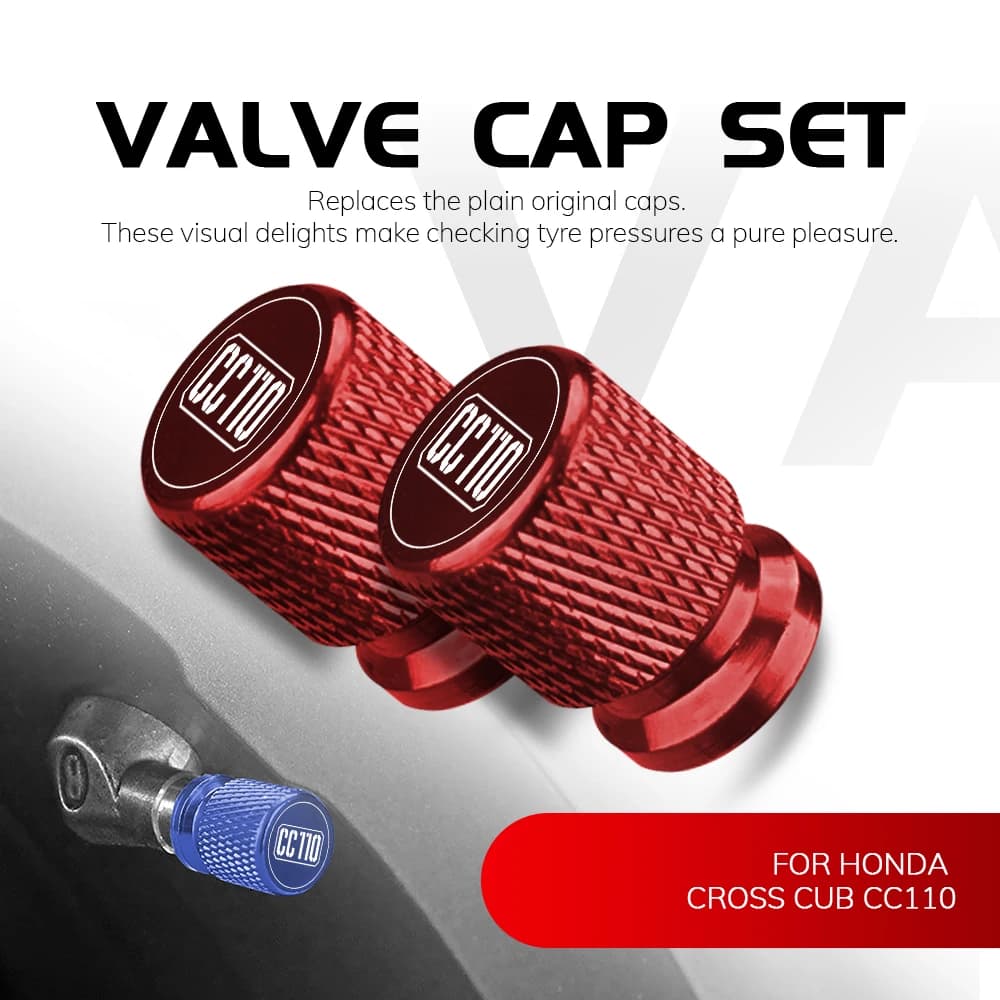 For Honda Cross Cub CC110 Motorcycle Accessories Standard Valve Cap Set Tire Caps Set Aluminum