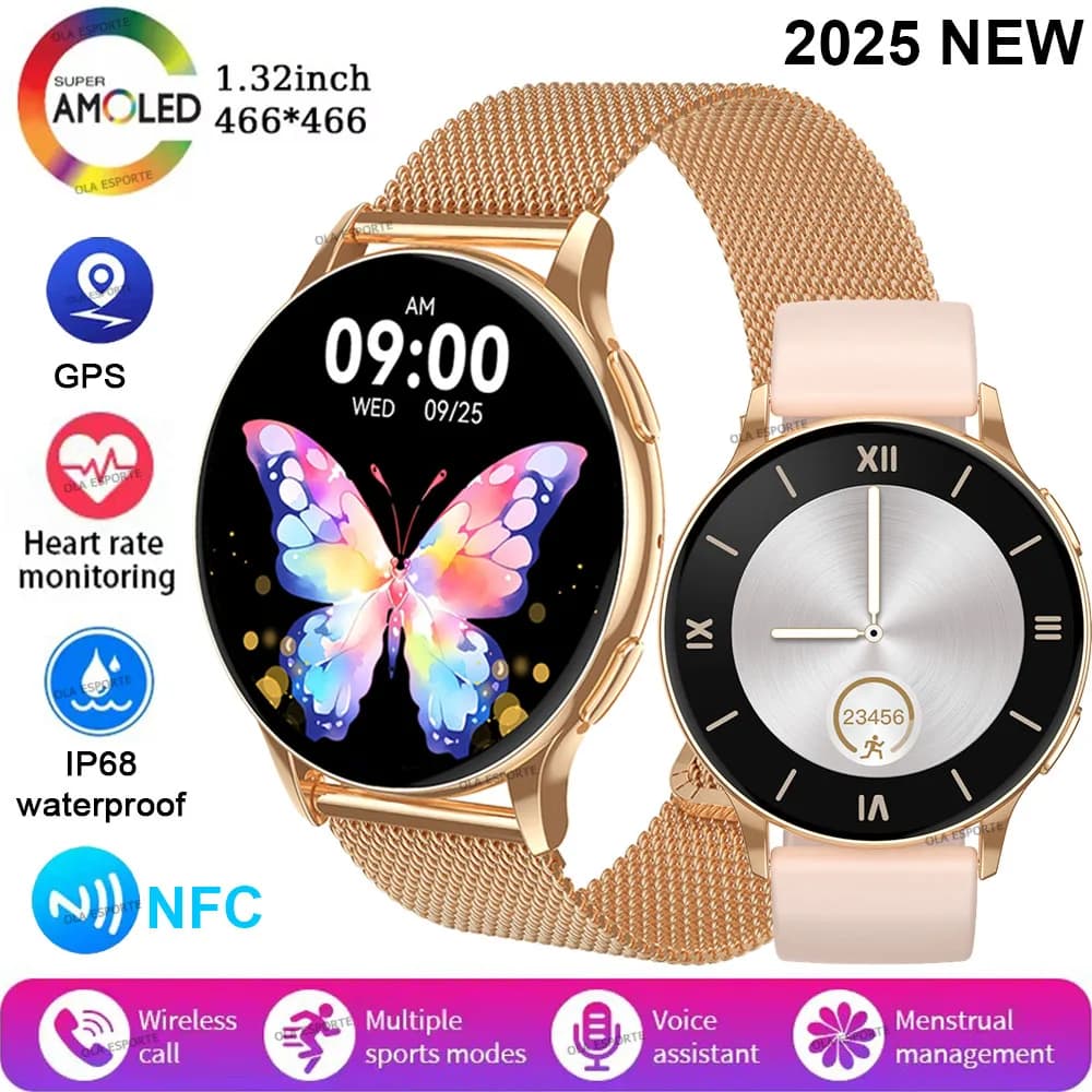 Women's Watch Smart 1.32 ''AMOLED 466*466 HD NFC Screen Women's Health Tracker Fashion Women's Smartwatch Call Bluetooth Dust Watch