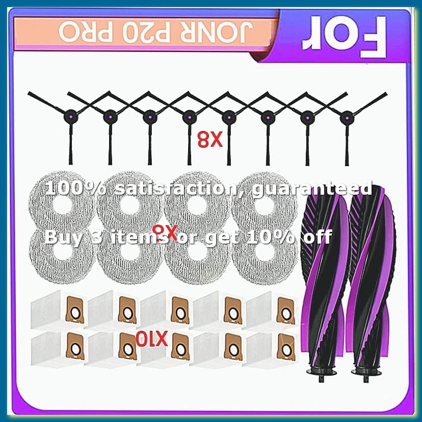 28PCS for P20 PRO Robot Vacuum Cleaner Replacement Accessories Main Side Brush Mop Cloth Dust Bag-A009