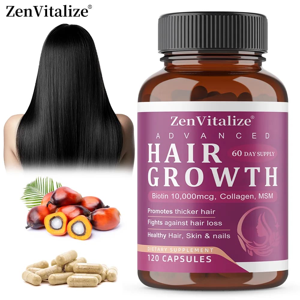 Biotin and collagen supplement -10.000 mcg Biotin + bovine collagen, supports thicker and healthier hair growth for women and men