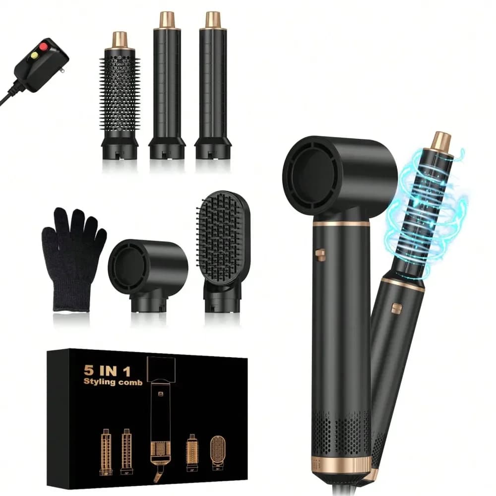 Set di Strumenti per lo Styling dei Capelli: Ferro Arricciacapelli Automatico Rotante, Spazzola Lisciante, Asciugacapelli Air Styler