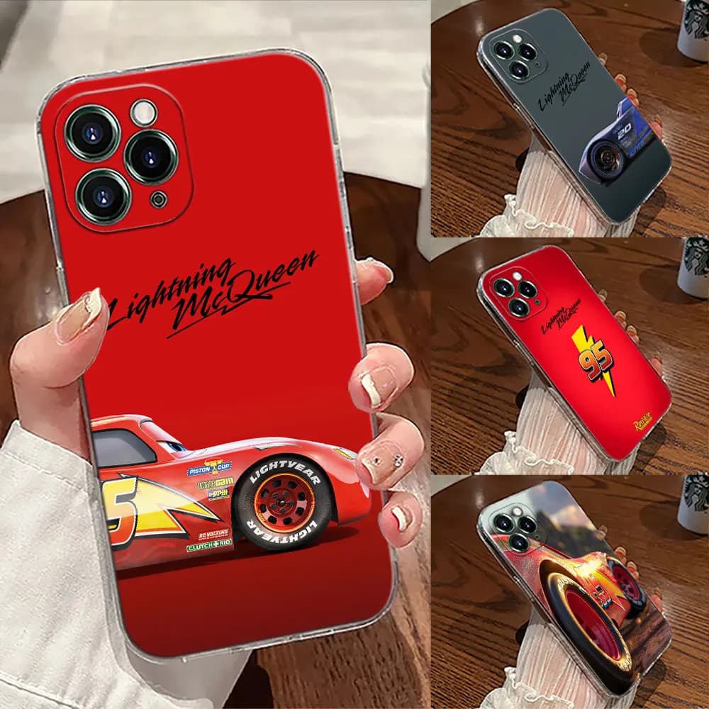 Cover Morbida per iPhone 17 Pro Max 17E 11 12 13 14 15 16 Pro Max Plus 17 Air 16E 7 con Personaggi Cars Lightning McQueen e Jackson Storm