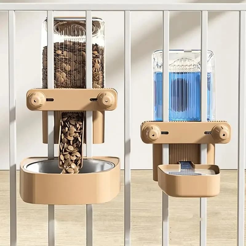 Dispenser Automatico di Cibo e Acqua per Cani da Appendere alla Gabbia, Ciotola Automatica per Cuccioli e Cani di Taglia Grande