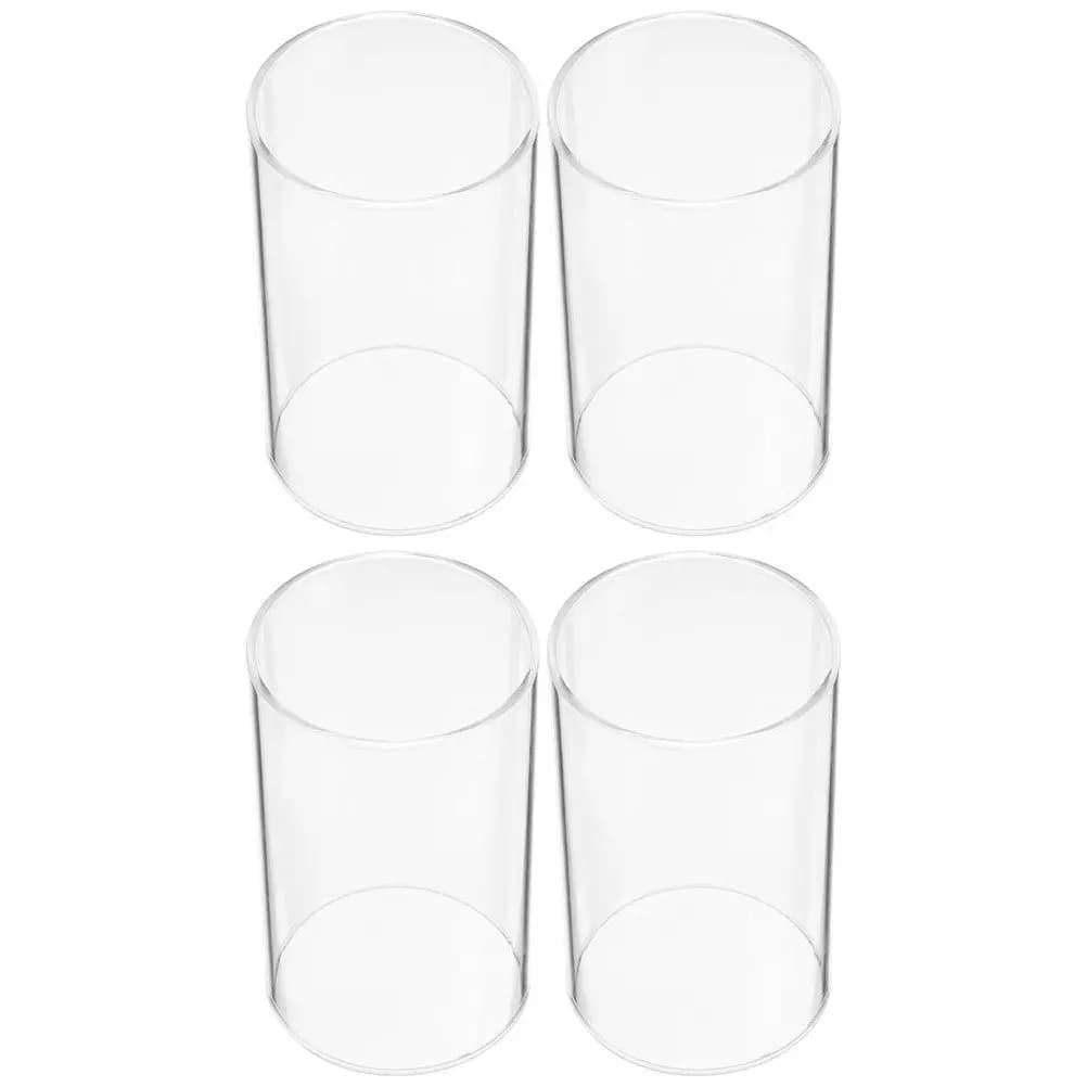 4Pcs High Borosilicate Glass Covers Cylindrical Transparent Windproof Dustproof Flame Diffuser for LED Tea Lights