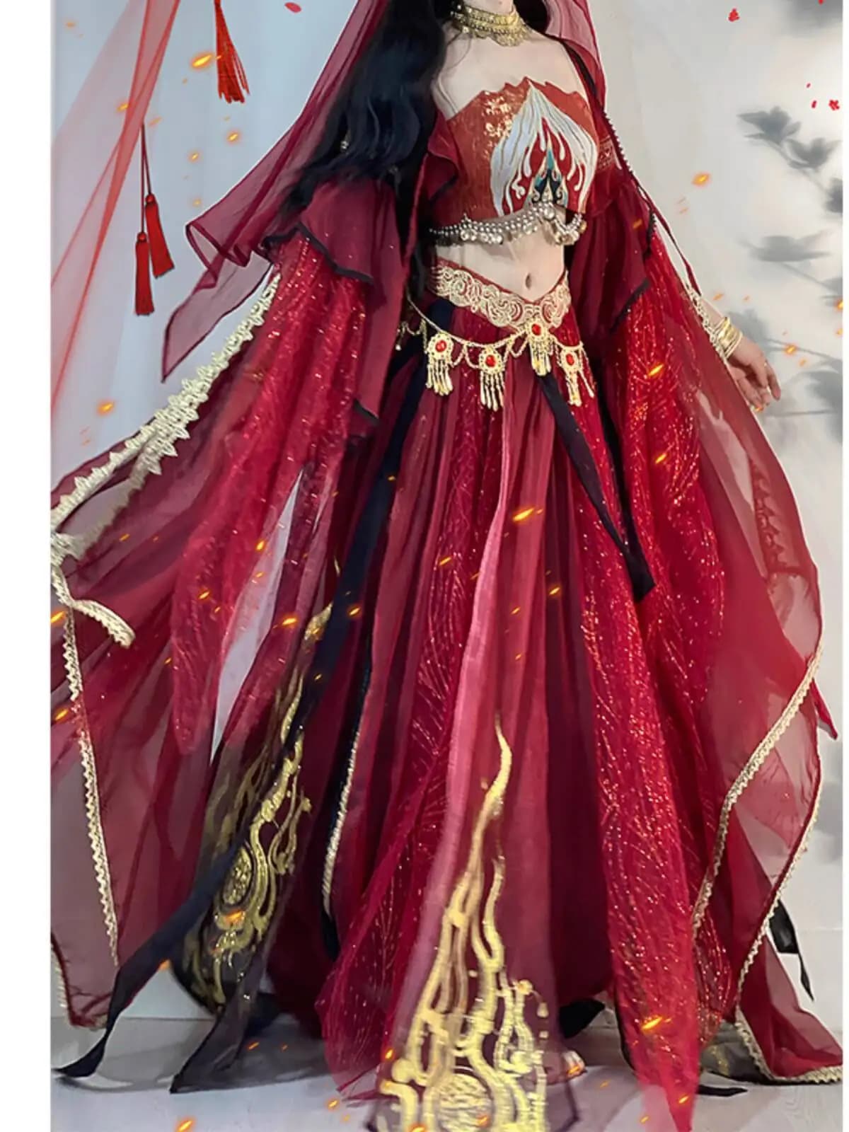 New Exotic Style Western Region Skirt Dunhuang Heavy Industry Hanfu Women Han Elements Fiesta Carnival Halloween Cos Cosplay