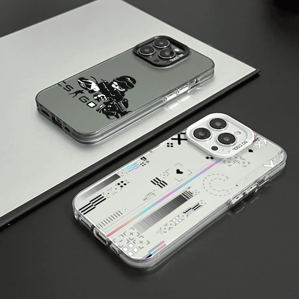Gioco di tiro C-CS G-GO custodia per telefono FUNDA per iPhone 12 11 13 14 15 16 17Max Pro Plus Mini Argento elettrolitico Colore lMDaser
