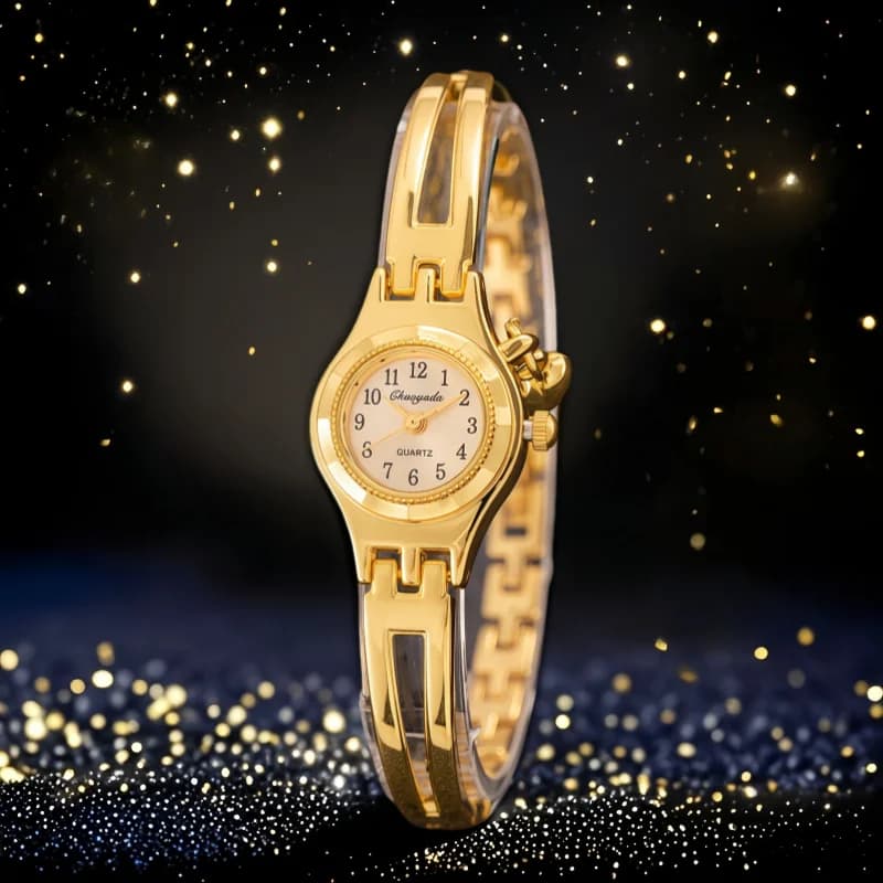 Orologi da Polso Dorati per Donne con Quadrante Piccolo, Eleganti Orologi da Donna di Lusso, Orologi al Quarzo Femminili, Orologio da Donna