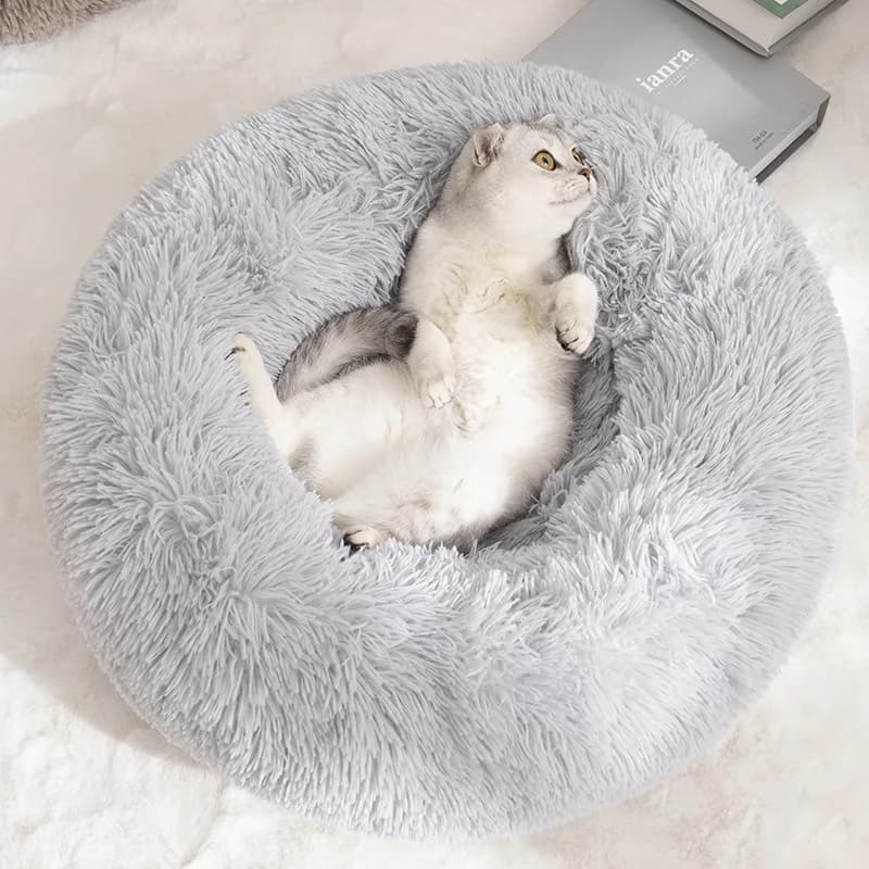 Washable Removable Warm Donut Dog Bed Plush Pet Kennel for Medium Large Dogs In Winter Round Cat Bed