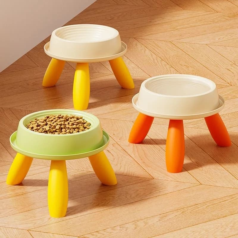 Ciotola singola in plastica PP per cibo e acqua per gatti, a stelo alto, carina, per evitare il rovesciamento.