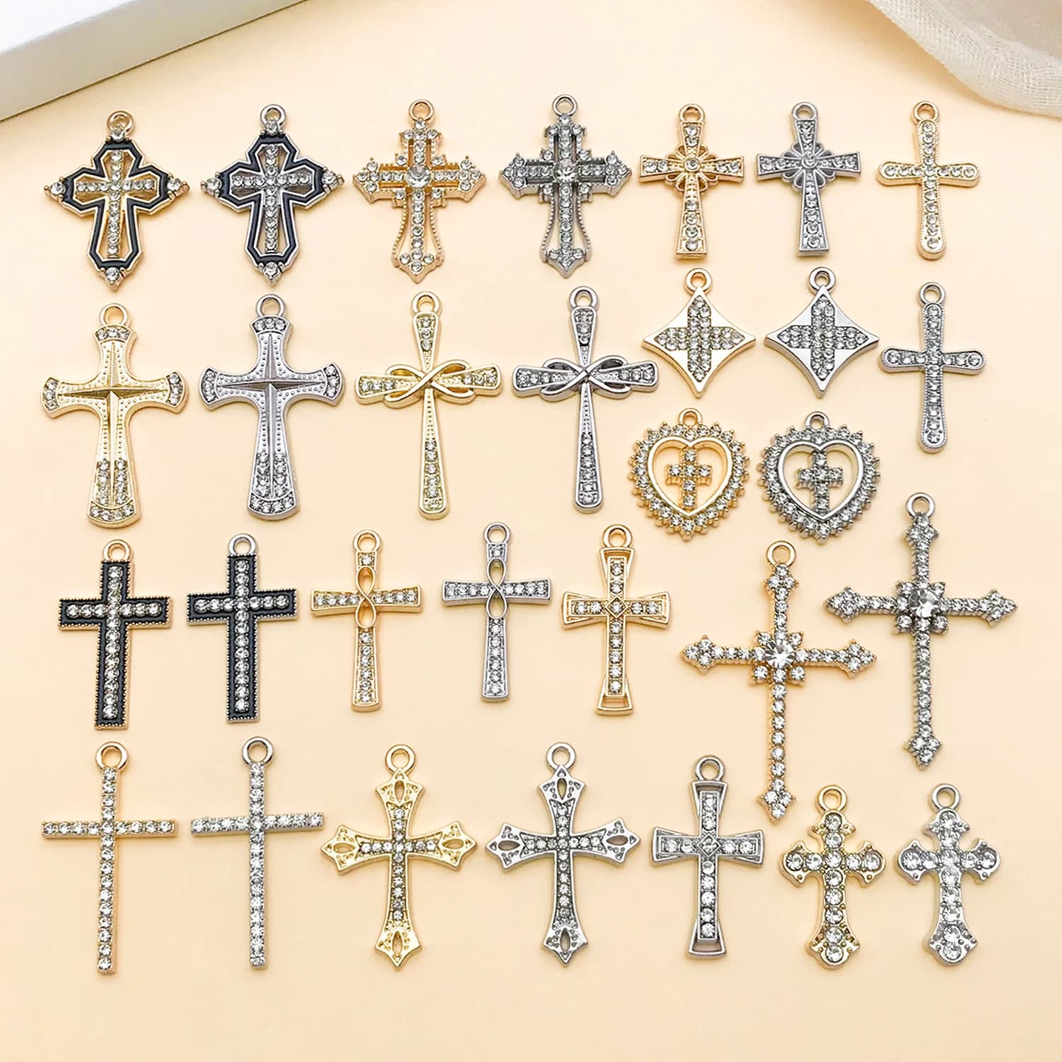 30pcs/Lot Metal Silvery Color Cross Charms Pendants Christ Jewelry Making DIY Necklace Earrings Accessory Supplies