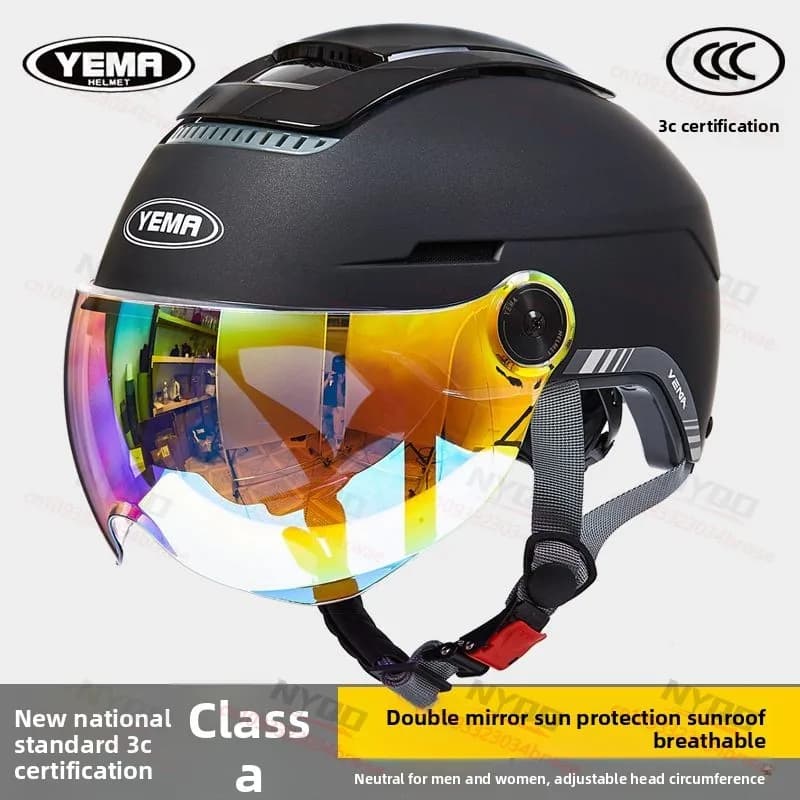 Casco Moto Universale YEMA da Uomo, Protezione Solare Estiva, per Auto Elettriche e Moto, Casco di Sicurezza Elettrico da Donna per Tutte le Stagioni