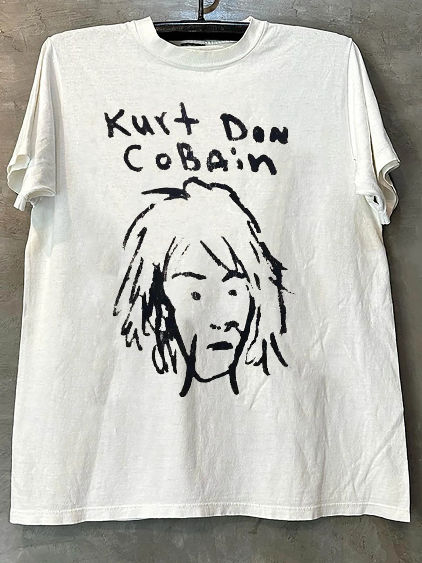 Hand-Drawn Minimalist Short-Sleeve T-Shirt Kurt Cobain Fun Sketch Cotton Breathable Casual Summer Top for Teens And Youth