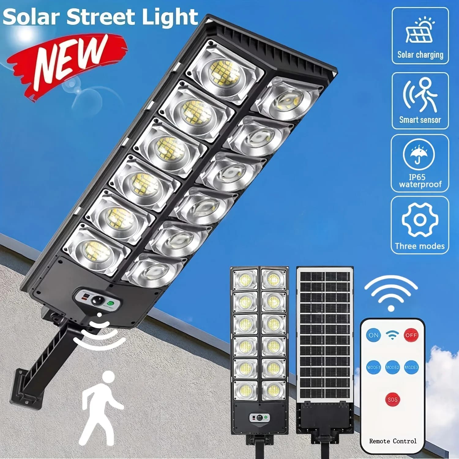 Luci a LED solari per esterni Lampada da parete super luminosa impermeabile con sensore di movimento Lampione da giardino con telecomando 2025 NOVITÀ