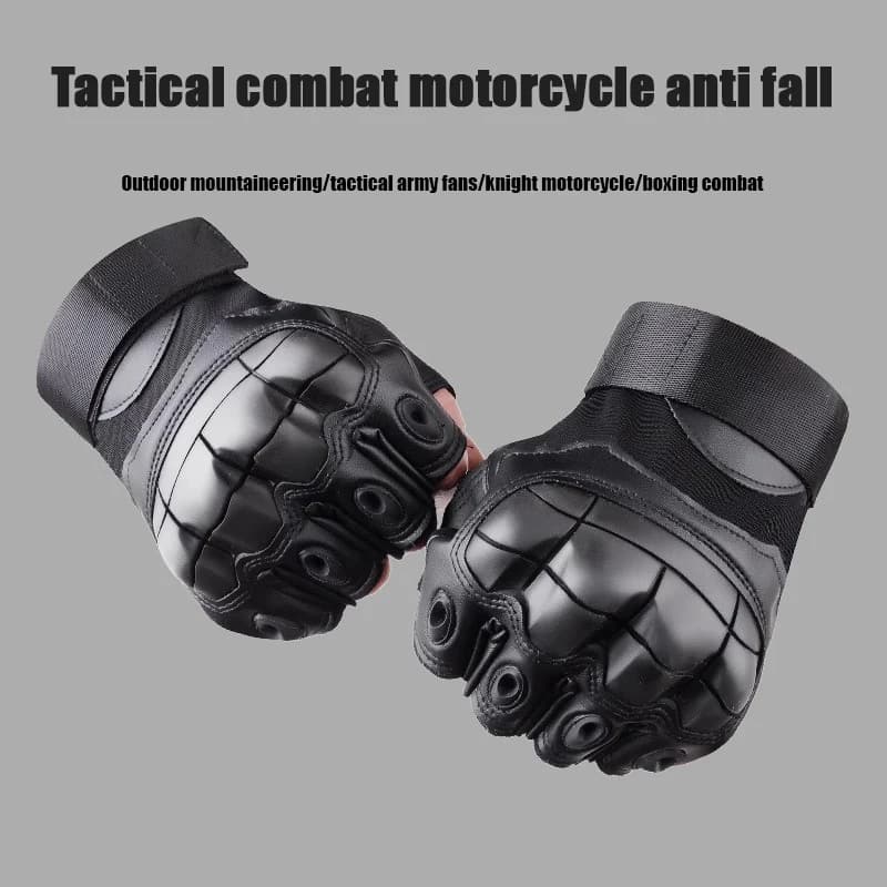 Guanti Tattici Mezze Dita in Pelle PU per Moto, Airsoft, Combattimento, Tiro, Caccia, Paintball, Lavoro, Guanti Senza Dita per Motociclisti