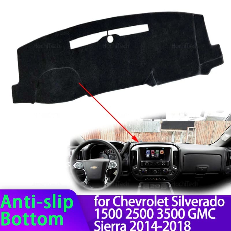 Dash Zerbino Parasole Anti-UV Tappeti Accessori Auto Cruscotto Copertura per Chevrolet Silverado 1500 2500 3500 GMC Sierra 2014-2018