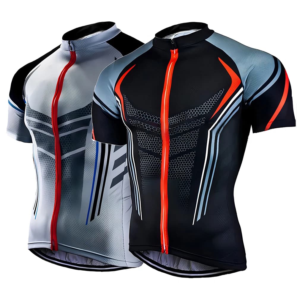 ciclismo uomo maglia bici nero rosso grigio camicia estate traspirante manica corta abbigliamento bici