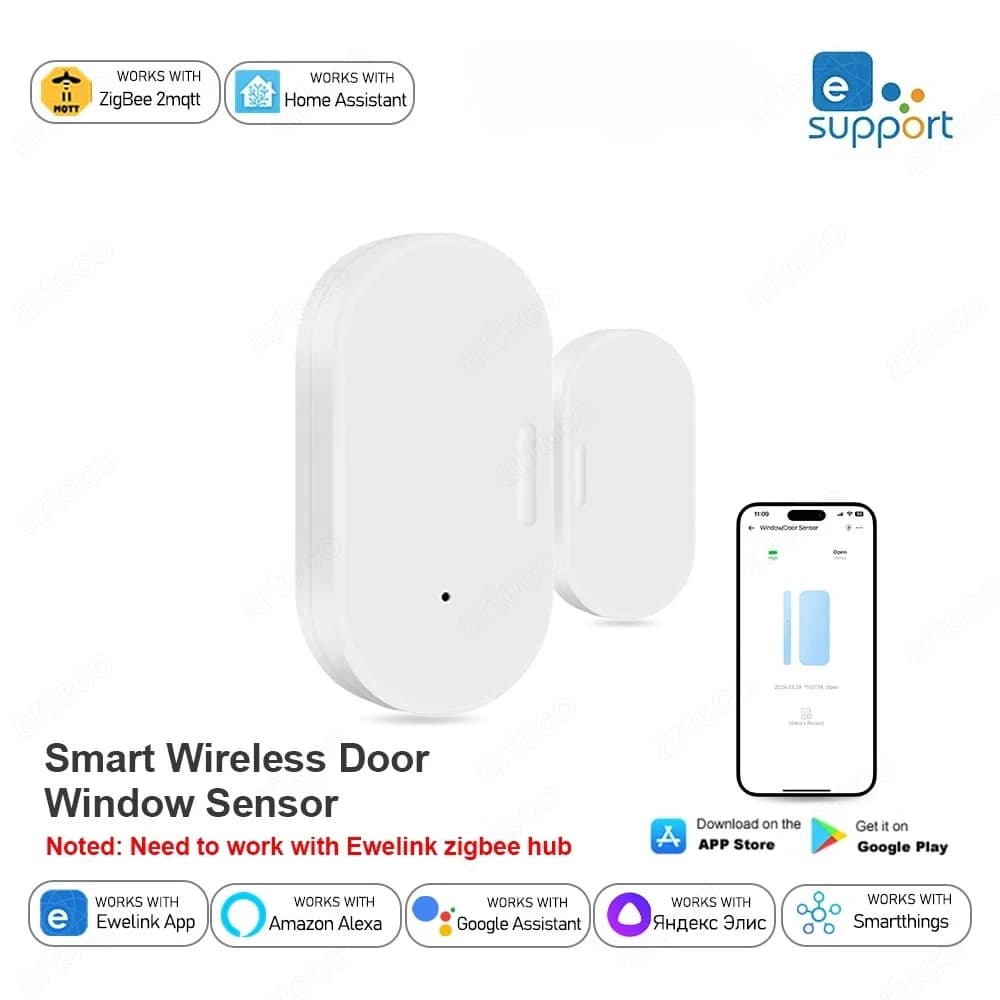 Door Window Sensor Open Closed Detector Security Wireless Burglar Alarm Door Sensors Support Alexa Home Assistant Z2M