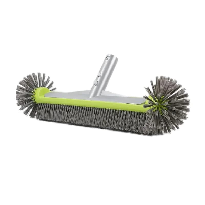 Testina per piscina in alluminio resistente da 17,5" con setole in nylon a 7 file per la pulizia degli angoli dei gradini delle pareti della piscina