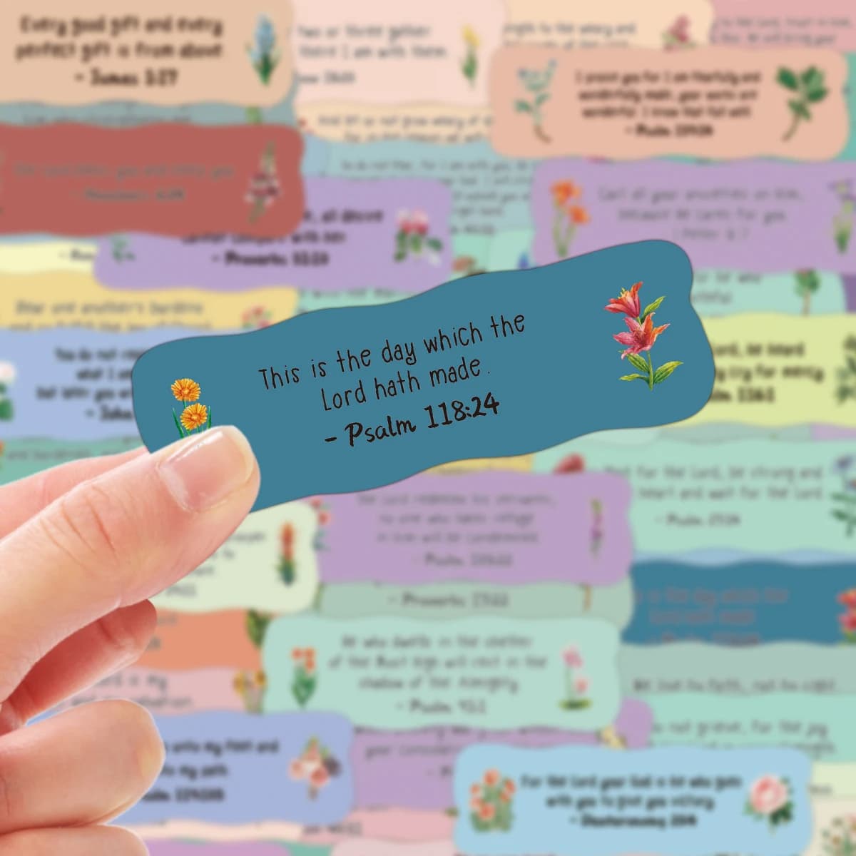 50 pz/5 fogli Design di fiori di campo Inspirational Versetti della Bibbia Etichetta Adesiva Per Journaling Planner, Per Bottiglia d'acqua Adesivo per Laptop