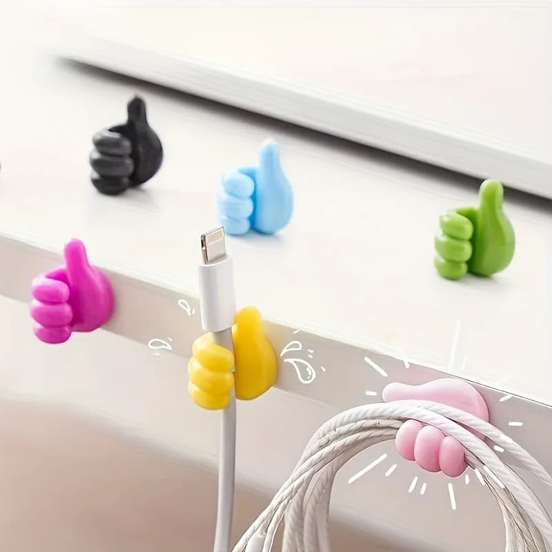 Set da 15 pezzi di fermacavi adesivi a forma di mano con design a cartone animato, organizer per cavi di ricarica, gancio per la gestione di cavi telefonici e dati, supporto per cavi multifunzionale, accessori per l'organizzazione domestica, accessori per l'organizzazione di cavi non elettrici, non richiede batterie