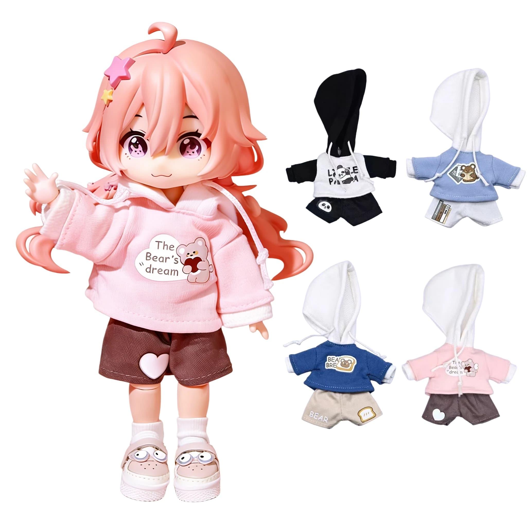 Completo sportivo con felpa e pantaloncini per bambole Obitsu 11, adatto a OB11 Gsc 1/12 Molly Body 16~17cm BJD.