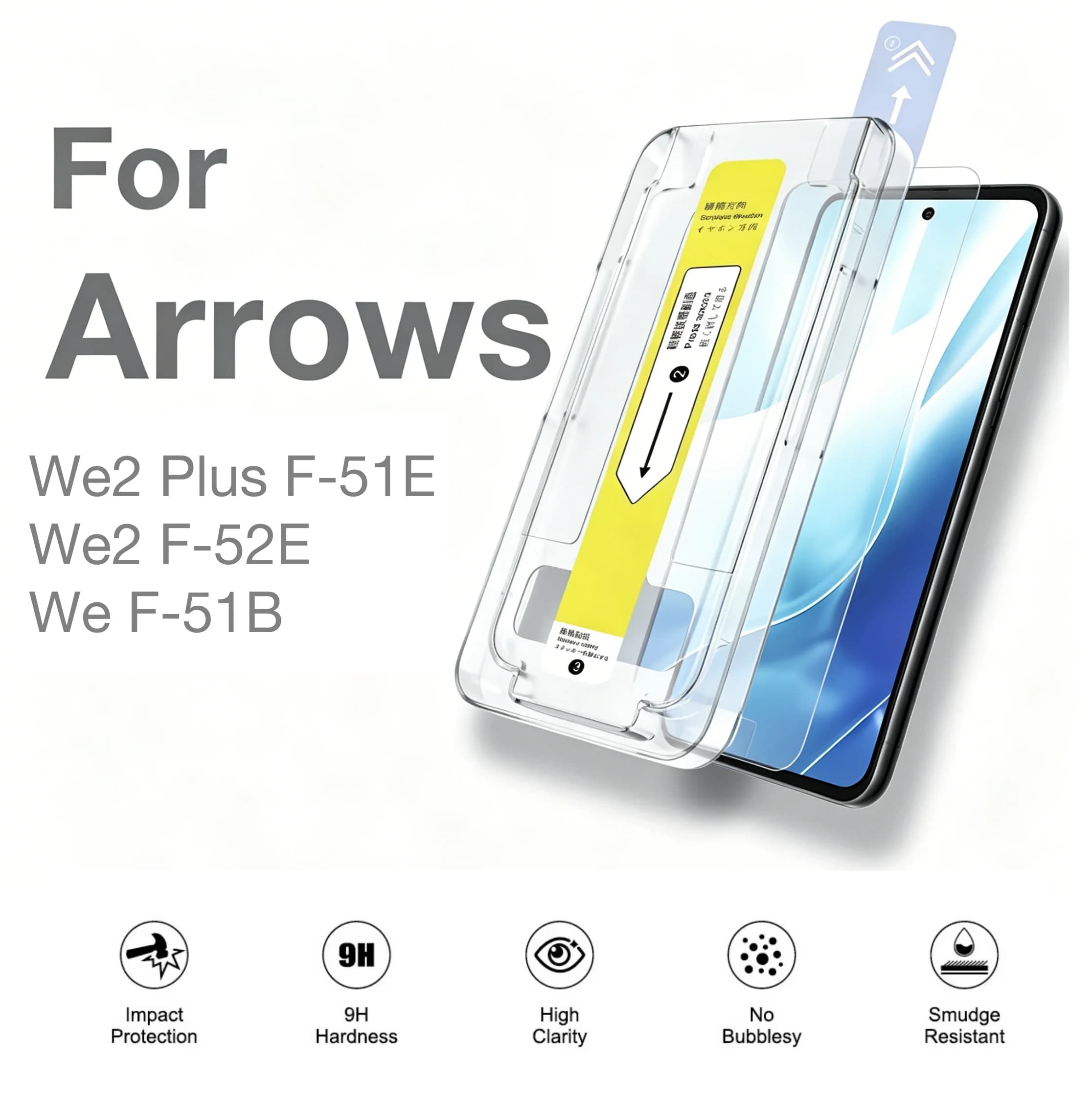 For Arrows We F-51B We2 Plus F-51E We2 F-52E Screen Protector Tempered Glass Protective Easy Install Auto-Dust Removal
