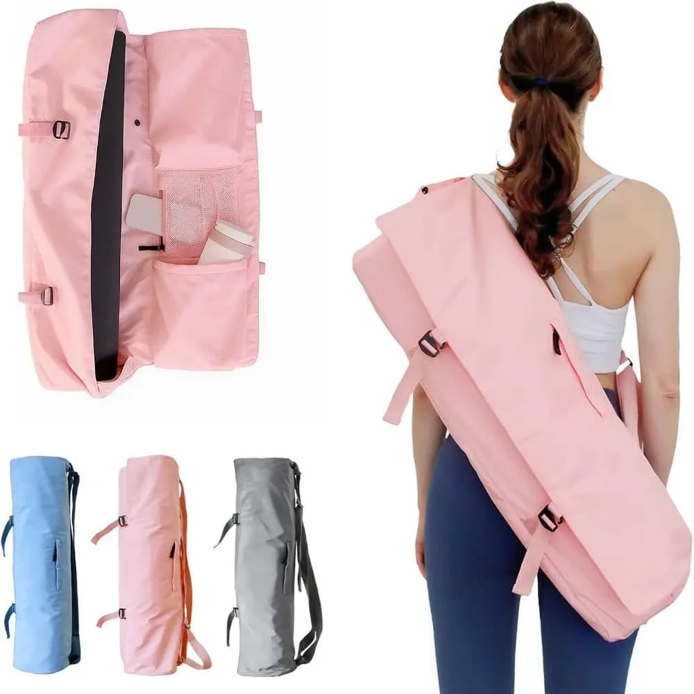 Durable Waterproof Yoga Mat Bag Fabric Mesh Pocket Sling Handle Mat Tote Bag Portable Yoga Accessories Yoga Mat Holder Bag