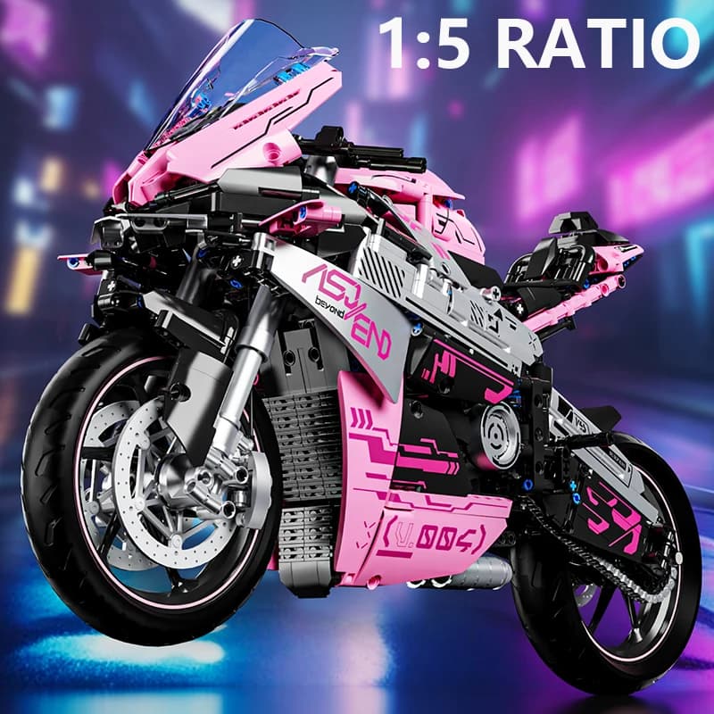 Set di blocchi di costruzione per moto da corsa V4S 1543 + pezzi compatibili con 42202, kit modello 1:5 per collezione di adulti, regali di giocattoli per bambini