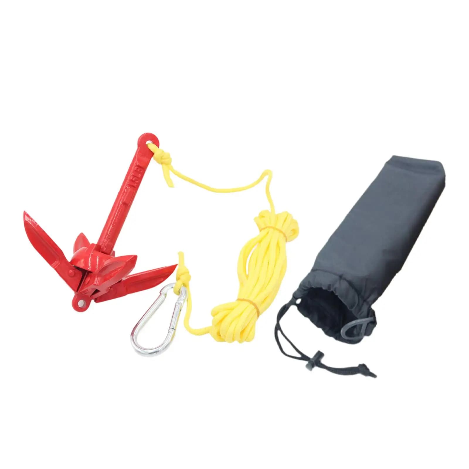 Ancoraggio per barca con corda da traino da 5 m, borsa per il trasporto con gancio a molla, ancoraggio per ramponi pieghevoli in metallo per gommone, paddle, canoa, kayak