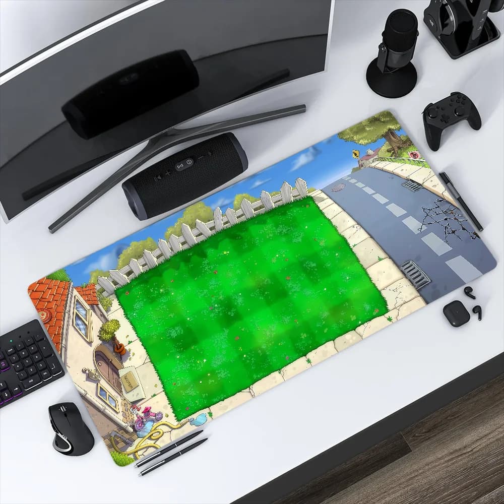 Tappetino per mouse Mouse Defense Pad antiscivolo, per gaming, ufficio, studenti, con bordi rinforzati, spesso, a tema zombie, grande, per scrittura, con cuscino a tema piante.