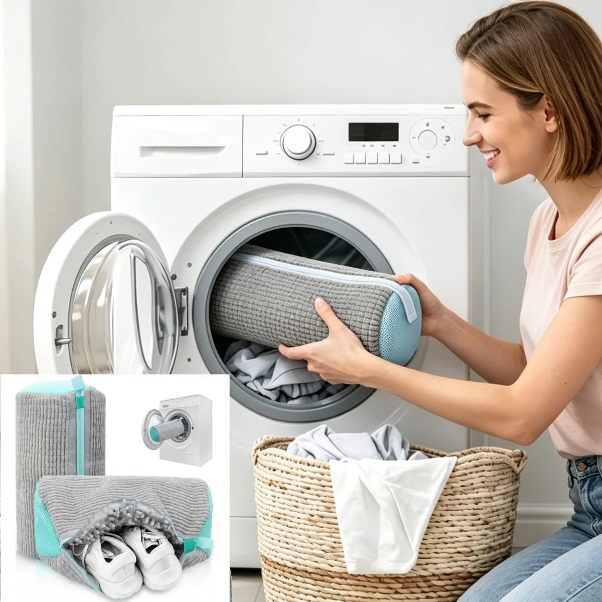 Shoe Washing Bag Laundry Sneaker Net Wash Machine the Bags Shoes Sneakers Supplies White Storage Organization Home Garden