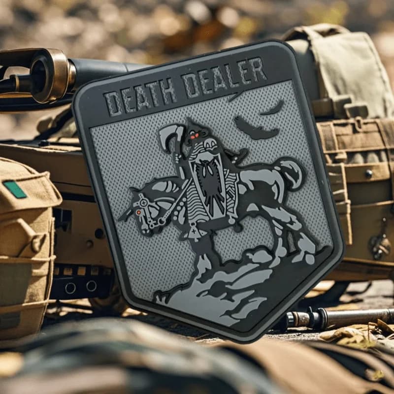 Patch Tattico Morale Teschio Death Dealer in PVC con Chiusura a Strappo, Distintivo Militare, Fascia da Combattimento, Adesivi per Zaino