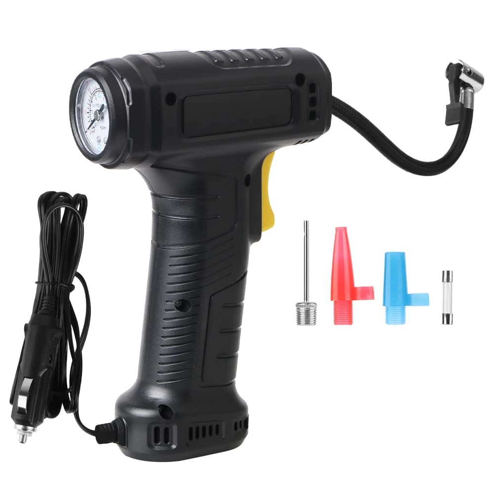 Pompa d'aria portatile per pneumatici da 120 W, compressore d'aria wireless/cablato per auto, biciclette, moto e palle sportive, gonfiatore portatile compatto