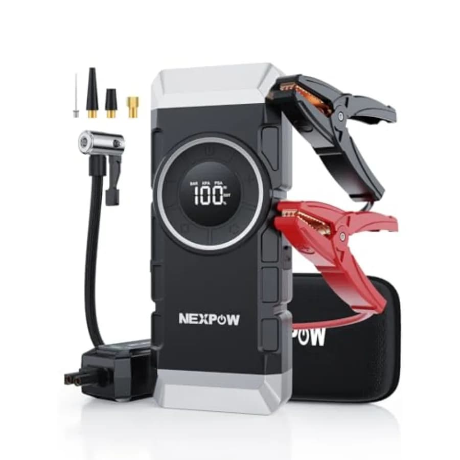 Avviatore di emergenza per batteria per auto con compressore d'aria 3000A Picco 12V 150PSI Scatola di avviamento portatile per gas fino a 8 litri e diesel da 8 litri