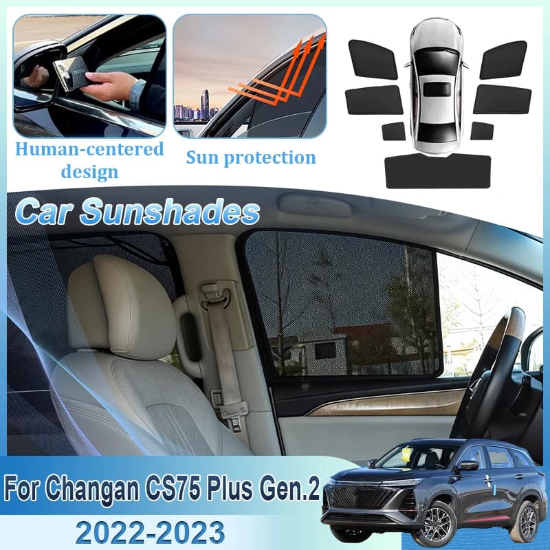 Car Mesh Sunshade For Changan CS75 Plus Accessories 2023 2022 Gen 2 Sun Shade Window Visor Cover Auto Anti-UV Sunscreen Body Kit