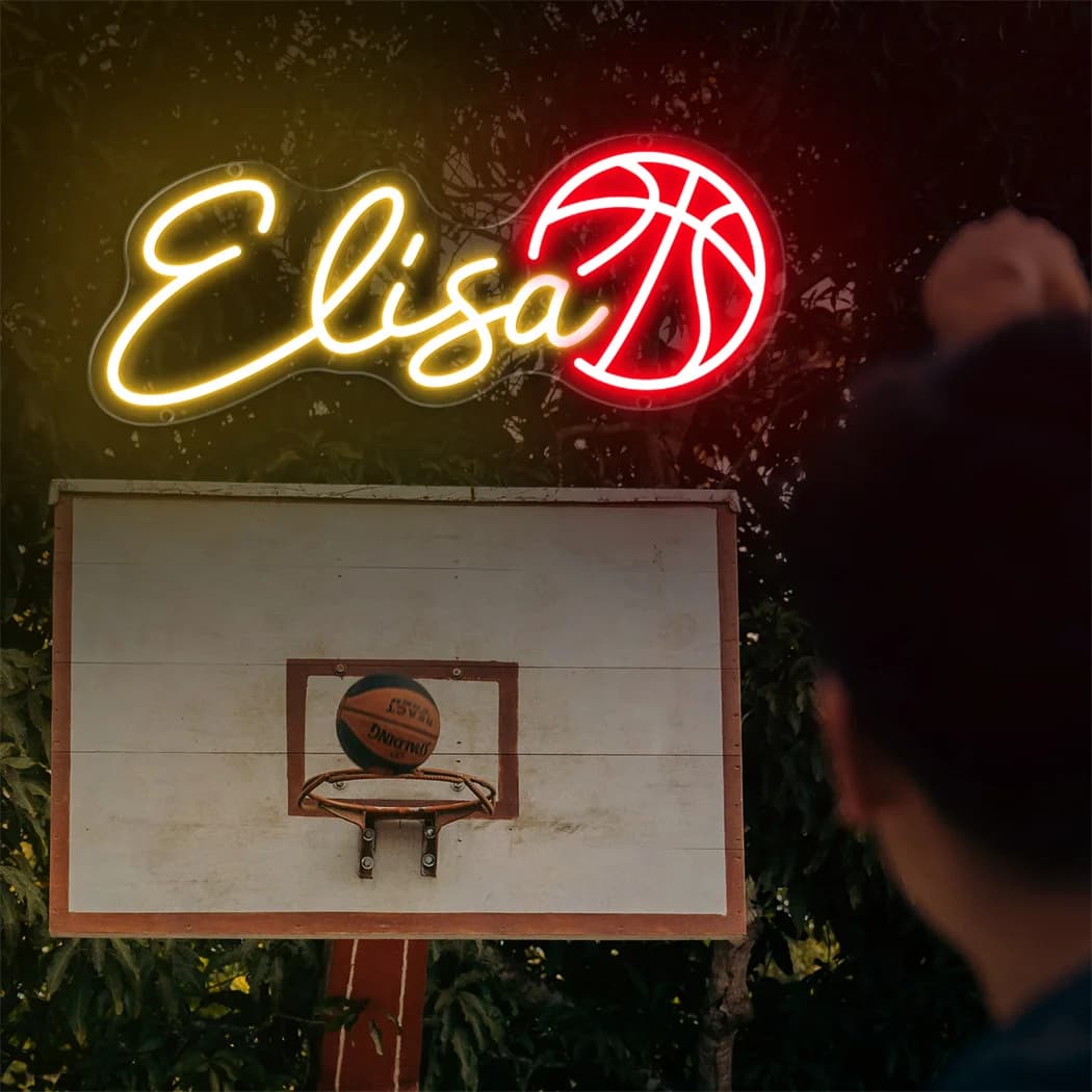 Insegna al neon da basket personalizzata Luminosità LED regolabile alimentata tramite USB Design personalizzabile per insegne al neon personalizzate regalo di compleanno