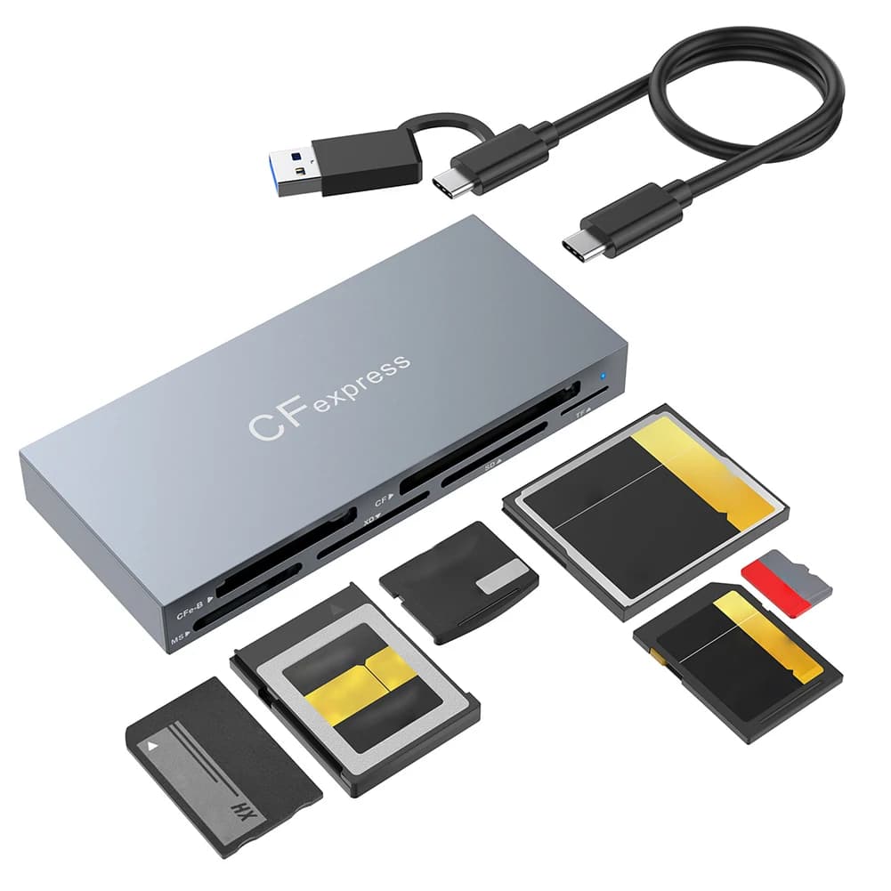 Lettore di schede 6 in 1 CFexpress Type B/CF/XD/MS/SD/TF All In One, adattatore hub per schede da 10 Gbps con cavo per sistema operativo Windows XP