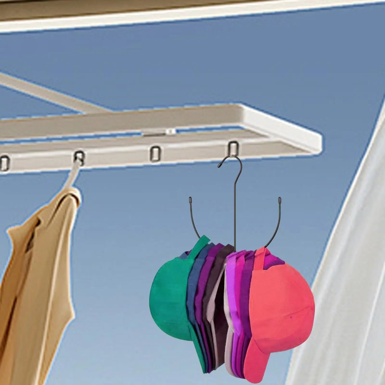 Metal Hat Organizer Belt Hanger Clothes Storage Organizer Box with Non Slip Finish for Closet Bedroom Dorm Room