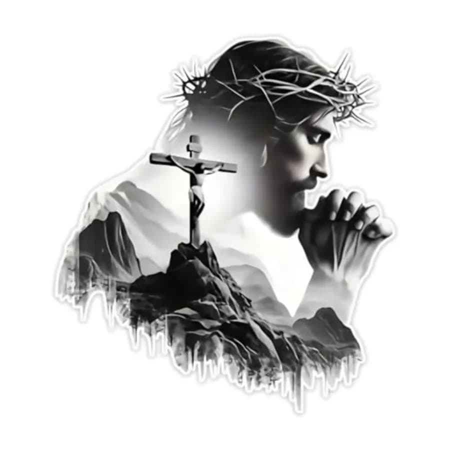 2-Pack 4.72"x5.12" Jesus Faith Vinyl Decal - Suitable for Cars, Laptops, Windows and More - Durable Self-Adhesive Sticker for I