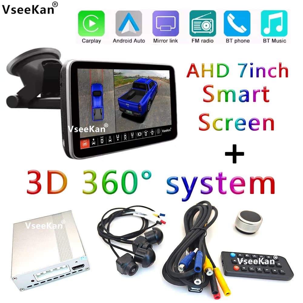 Auto 360 ° sistema di telecamere per visualizzare Panorama surround per DVR per auto Guida con sistema panoramico Bird View Smart screen AHD da 7 pollici