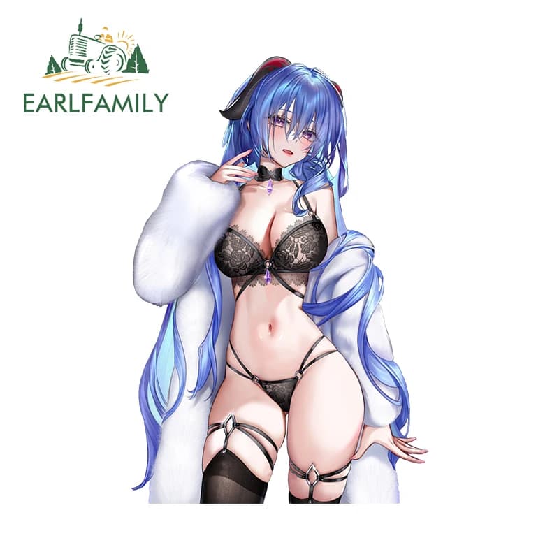 EARLFAMILY Sexy Ganyu Genshin Impact Car Stickers Beautiful Character Design Rearview Mirror Trunk Decals Sunscreen Car Goods