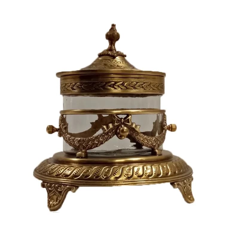 Ottone con vetro scatola portaoggetti per gioielli da tavolo ornamento scatola di frutta secca barattolo di caramelle scatola portaoggetti europea per bottiglie di condimento