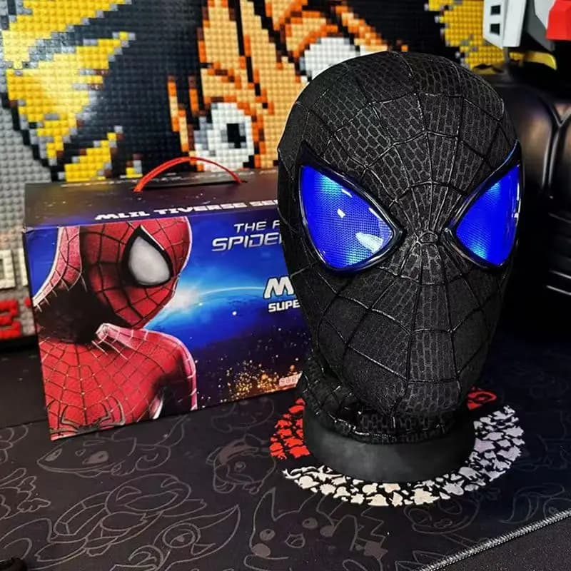 Maschera Spiderman Occhi Telecomando mobile Maschera Spiderman Peter Parker Maschera per costume cosplay di Halloween Materiale in tessuto spandex