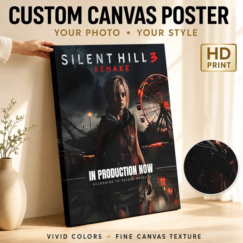 Silent Hill 3 Remake: Heather in Amusement Park Canvas Print Poster Custom Photo Modern Pop Culture Wall Art for Bedroom Decor